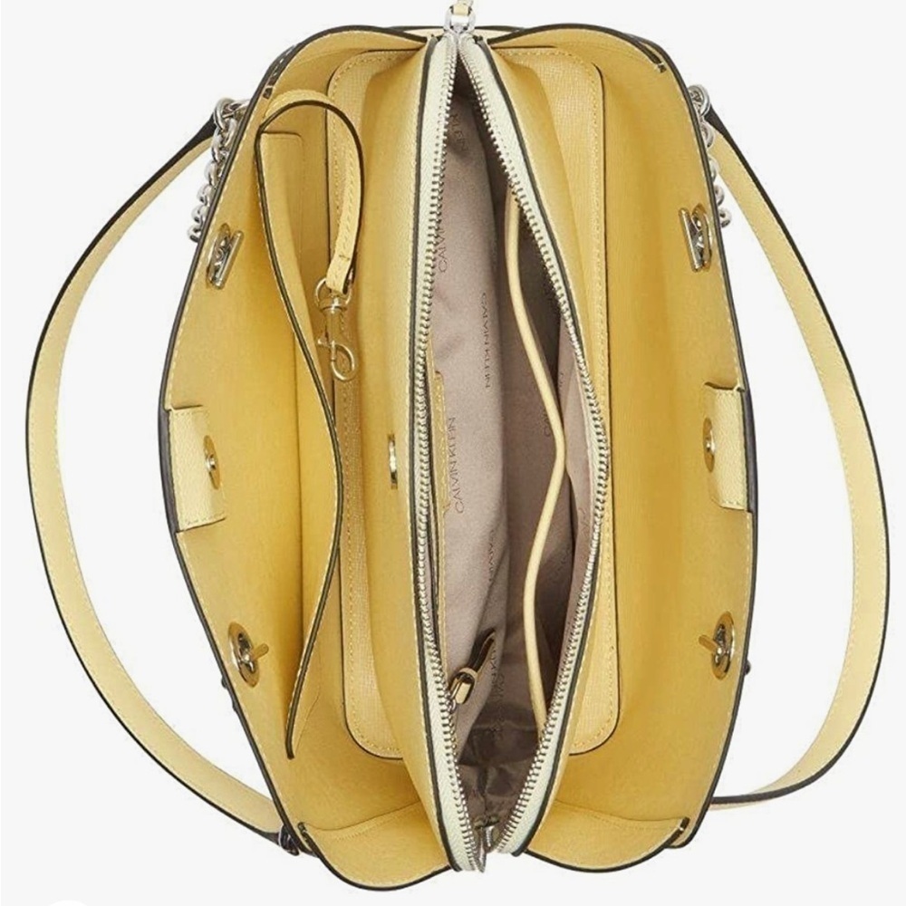 Calvin Klein Hailey Micro Pebble Triple Compartment Chain Satchel - Picture 6 of 9